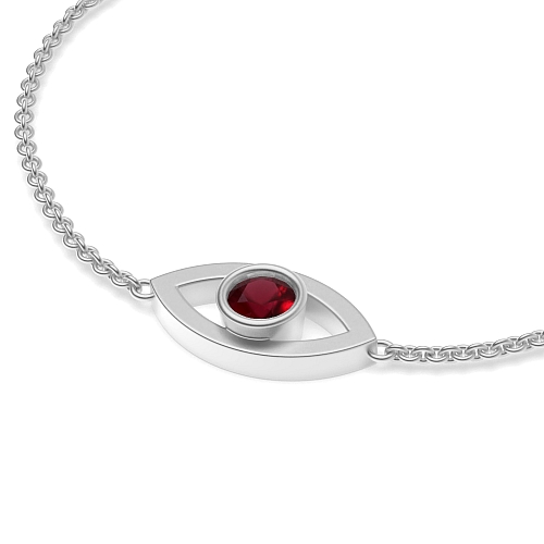 Bezel Setting Round Devil eye chain Ruby Friendship Diamond Bracelets