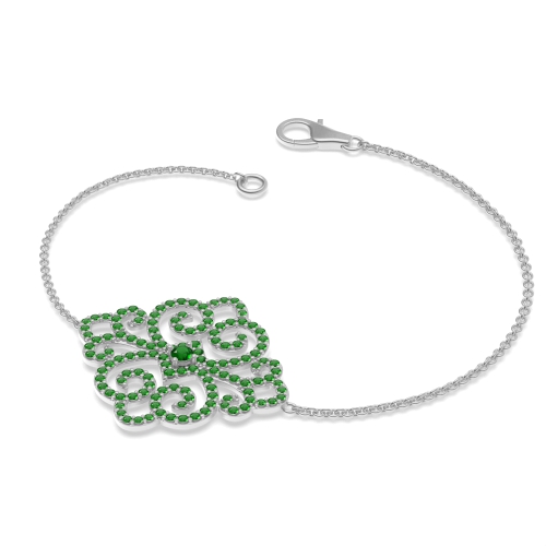 4 Prong Round Luxurious chain Emerald Delicate Diamond Bracelets