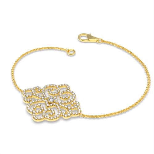4 Prong Round Yellow Gold Luxurious chain Delicate Diamond Bracelets