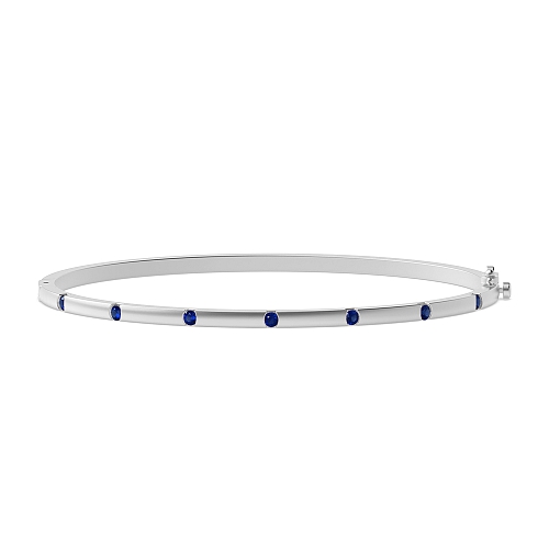 Bezel Setting Round EternalSweepRing Blue Sapphire Bangles Bracelet