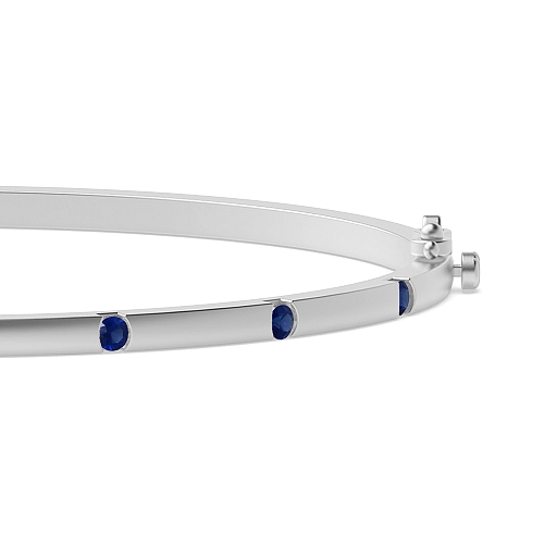 Bezel Setting Round EternalSweepRing Blue Sapphire Bangles Bracelet