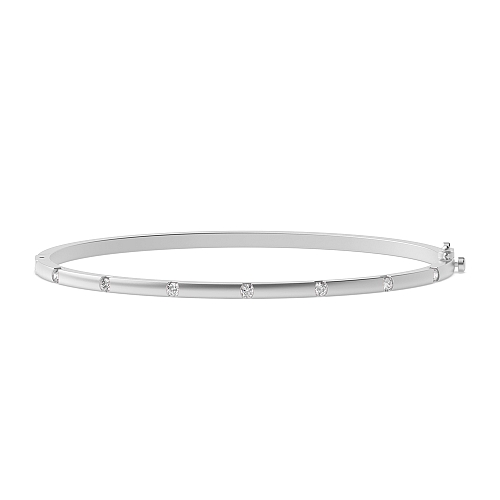 Bezel Setting Round White Gold Bangles Bracelet