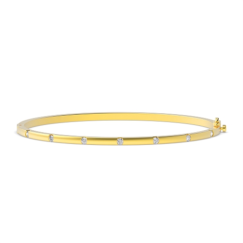 Bezel Setting Round Yellow Gold EternalSweepRing Bangles Bracelet