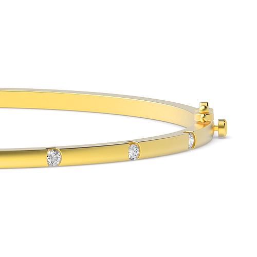 Bezel Setting Round Yellow Gold EternalSweepRing Bangles Bracelet