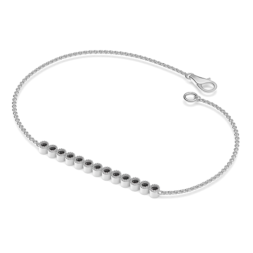 Bezel Setting Round Bar Black Delicate Diamond Bracelets