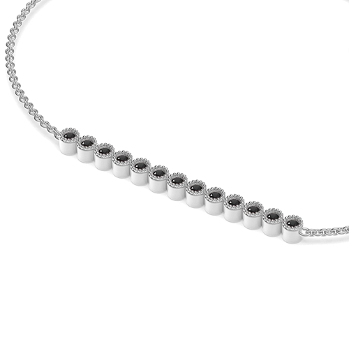 Bezel Setting Round Bar Black Delicate Diamond Bracelets