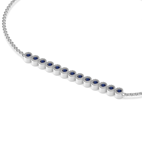 Bezel Setting Round Bar Blue Sapphire Designer Bracelet