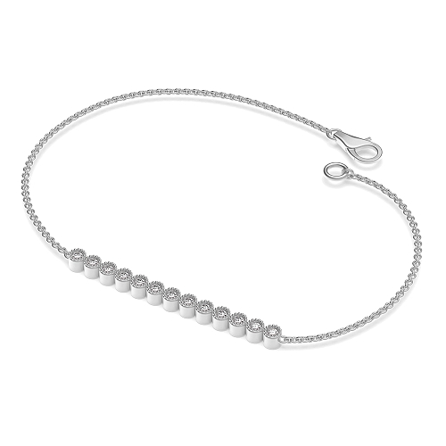 Bezel Setting Round White Gold Bar Designer Bracelet