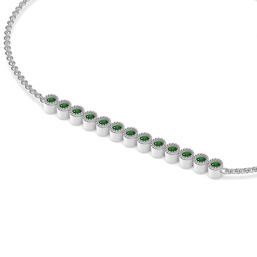 Bezel Setting Round Bar Emerald Delicate Diamond Bracelets