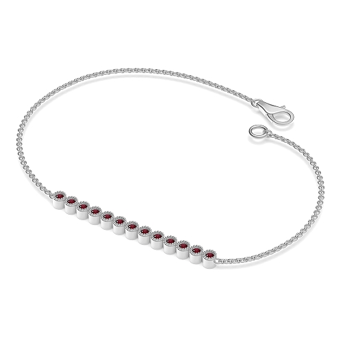 Bezel Setting Round Bar Ruby Friendship Diamond Bracelets