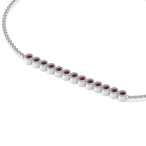 Bezel Setting Round Bar Ruby Friendship Diamond Bracelets