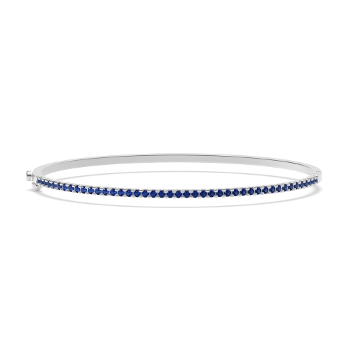 4 Prong Round Orbit Core Blue Sapphire Bangles Bracelet