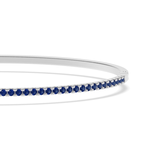 4 Prong Round Orbit Core Blue Sapphire Bangles Bracelet