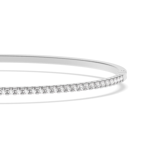 4 Prong Round White Gold Bangles Bracelet