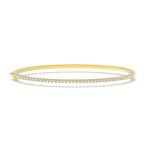 4 Prong Round Yellow Gold Orbit core Bangles Diamond Bracelets