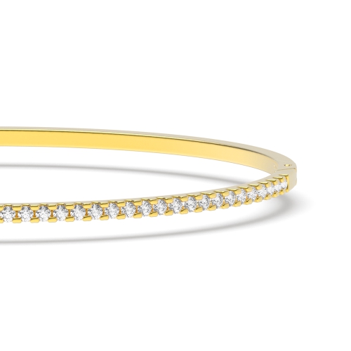 4 Prong Round Yellow Gold Orbit core Bangles Diamond Bracelets
