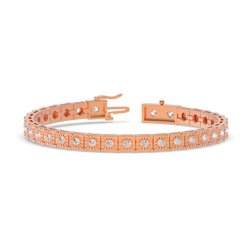 Bezel Setting Round Rose Gold Tennis Bracelet