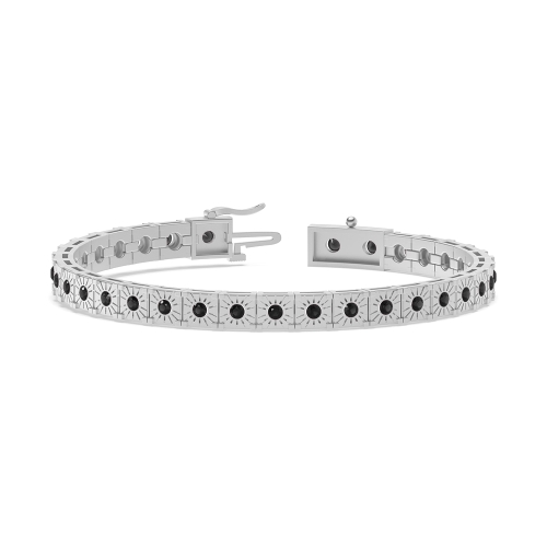 Bezel Setting Round Cipherunity Black Tennis Diamond Bracelets