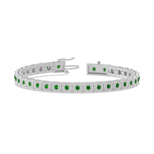 Bezel Setting Round Cipherunity Emerald Tennis Diamond Bracelets