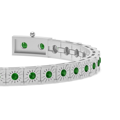 Bezel Setting Round Cipherunity Emerald Tennis Diamond Bracelets
