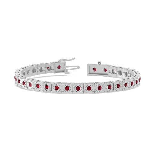 Bezel Setting Round Cipherunity Ruby Tennis Diamond Bracelets