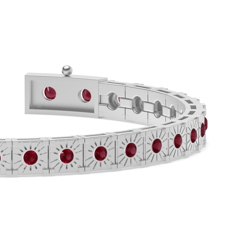 Bezel Setting Round Cipherunity Ruby Tennis Diamond Bracelets