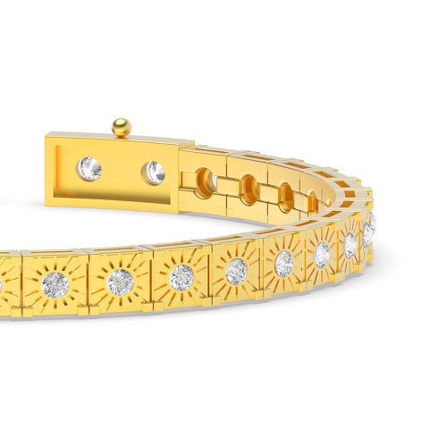 Bezel Setting Round Yellow Gold Cipherunity Tennis Diamond Bracelets