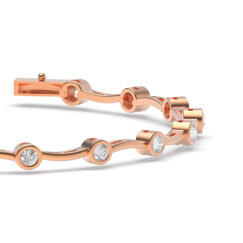 Bezel Setting Round Rose Gold Tennis Bracelet