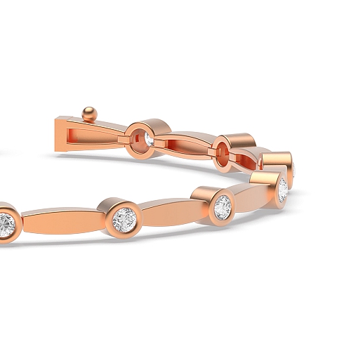 Bezel Setting Round Rose Gold Station delicate Tennis Diamond Bracelets