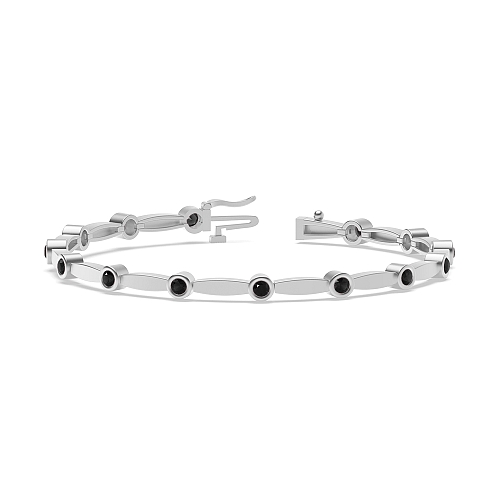 Bezel Setting Round Station delicate Black Tennis Diamond Bracelets