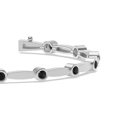 Bezel Setting Round Station delicate Black Tennis Diamond Bracelets