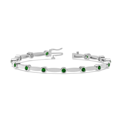 Bezel Setting Round Station delicate Emerald Delicate Diamond Bracelets