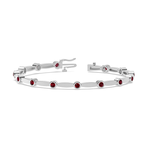Bezel Setting Round Station delicate Ruby Friendship Diamond Bracelets