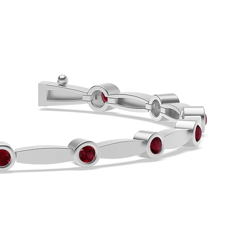 Bezel Setting Round Station delicate Ruby Friendship Diamond Bracelets