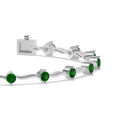 4 Prong Round S Link Delicate Emerald Tennis Bracelet