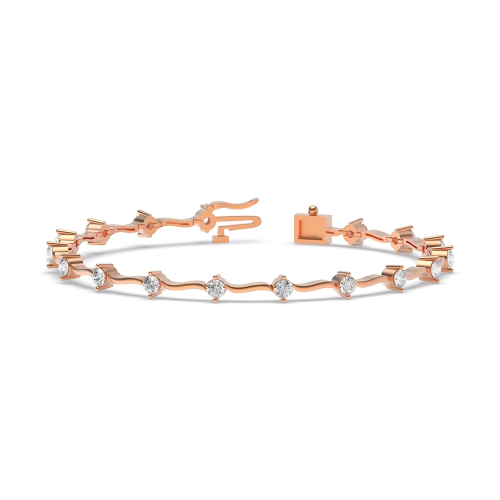 4 Prong Round Rose Gold S link delicate Tennis Diamond Bracelets