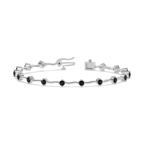 4 Prong Round S link delicate Black Tennis Diamond Bracelets