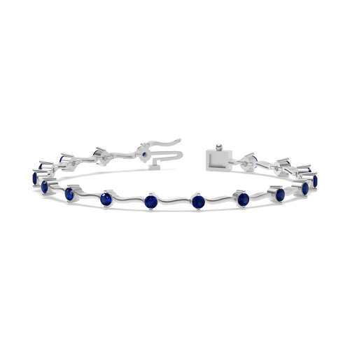 4 Prong Round S Link Delicate Blue Sapphire Tennis Bracelet