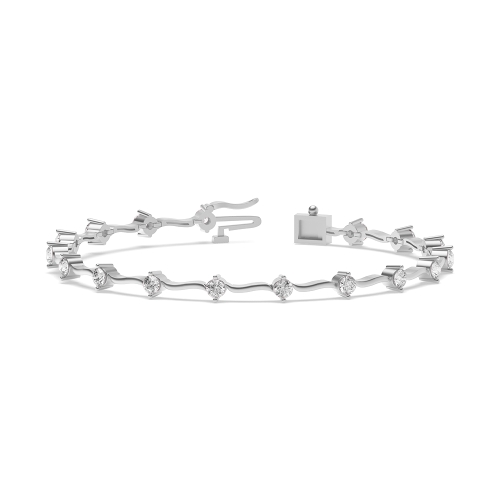 4 Prong Round White Gold S Link Delicate Tennis Bracelet