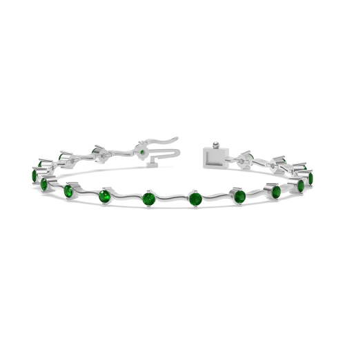 4 Prong Round S link delicate Emerald Delicate Diamond Bracelets