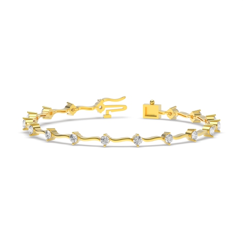 4 Prong Round Yellow Gold S Link Delicate Tennis Bracelet