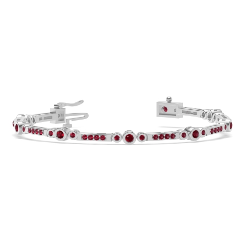 4 Prong Round Radianteternal Ruby Tennis Diamond Bracelets