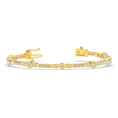 4 Prong Round Yellow Gold Radianteternal Tennis Diamond Bracelets