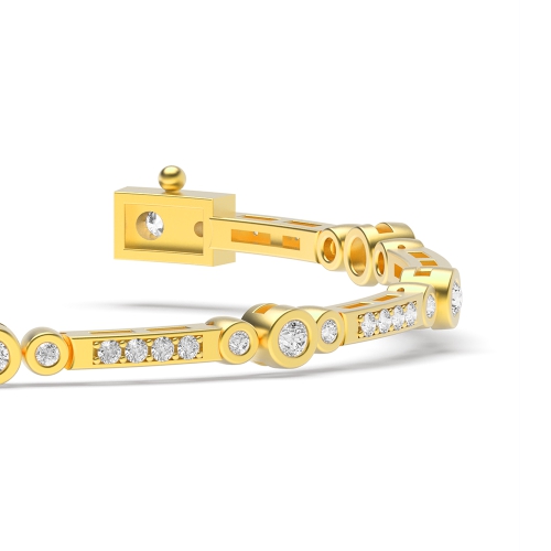 4 Prong Round Yellow Gold Radianteternal Tennis Diamond Bracelets