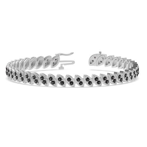 4 Prong Round 2 stone link Black Tennis Diamond Bracelets