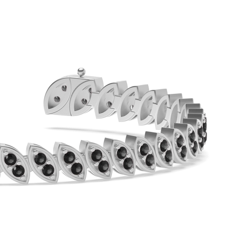 4 Prong Round 2 stone link Black Tennis Diamond Bracelets
