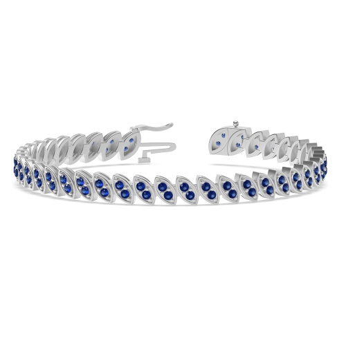 4 Prong Round 2 stone link Blue Sapphire Tennis Diamond Bracelets