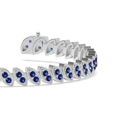 4 Prong Round 2 stone link Blue Sapphire Tennis Diamond Bracelets