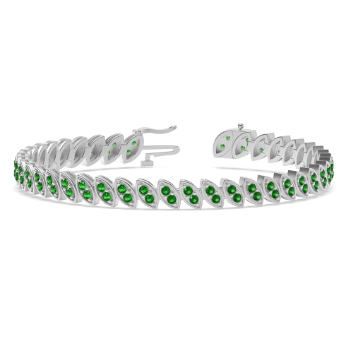 4 Prong Round 2 stone link Emerald Tennis Diamond Bracelets