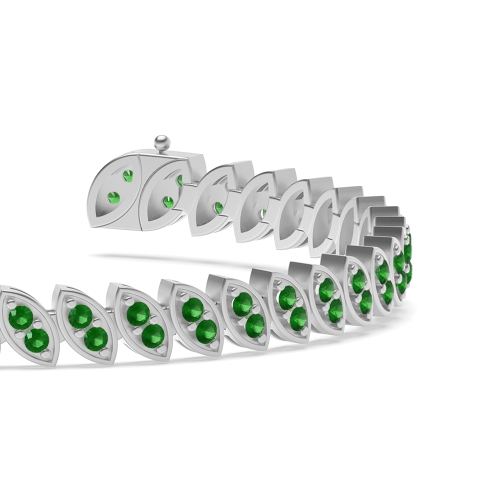 4 Prong Round 2 stone link Emerald Tennis Diamond Bracelets